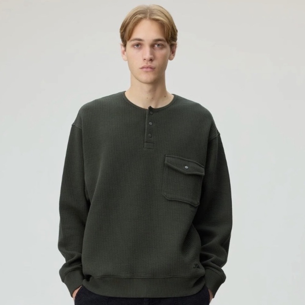 NEW KITH  Interlock Samson Henley‎ In Kalamon Mens Size Extra Small